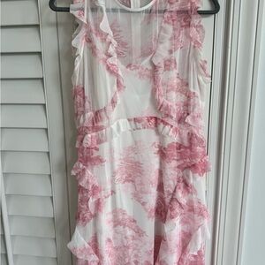 Ted Baker Pink and White Asymmetrical Sundress